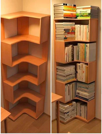 Wooden Stylish corner bookshelf - Image 2