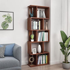 Function Home 5-Tier Bookshelf, Wooden S-Shaped Bookcase, - Image 2