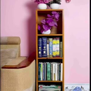 Small Narrow Bookcase Bookshelf Vertical For Wall Tall Book Shelf 4 Tier Thin